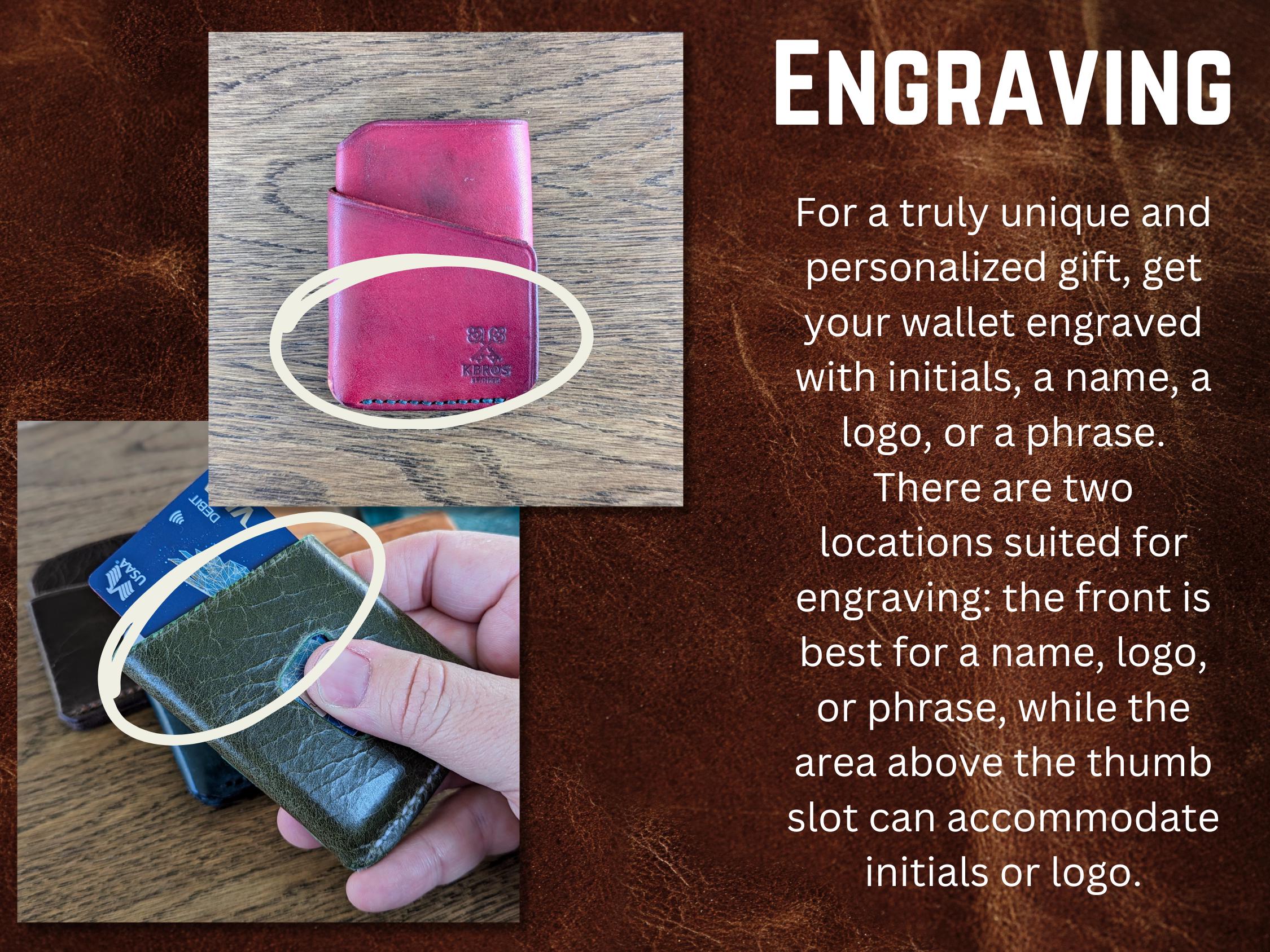 Handmade Veg-Tanned Leather Wallet: Slim 3-Slot Card Holder, Free Engraving - Thumbnail 4