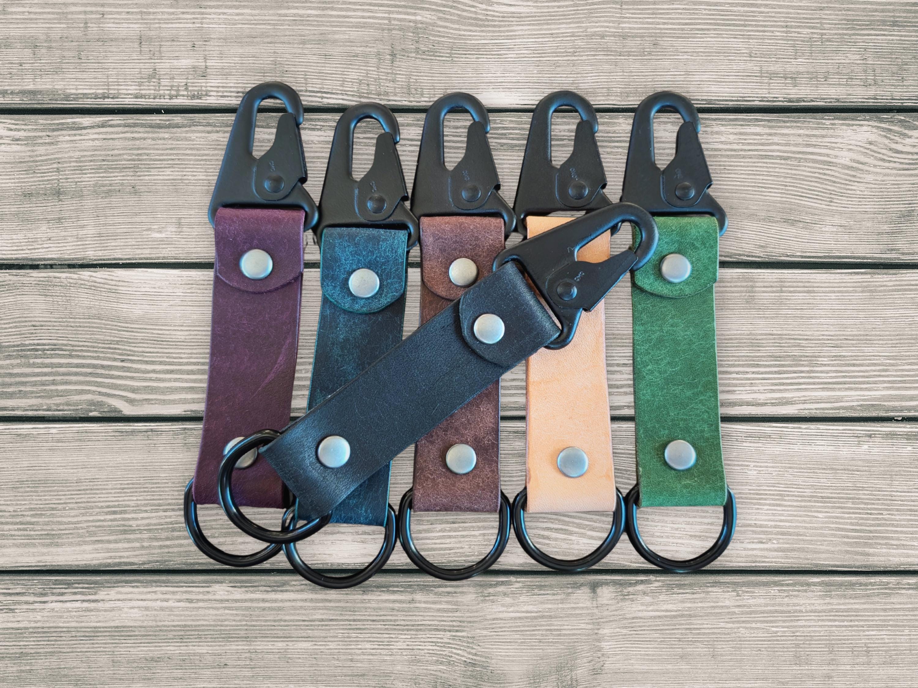 Personalized Italian Leather Keychain - Rustic Key Fob - Everyday Carry - Image 1