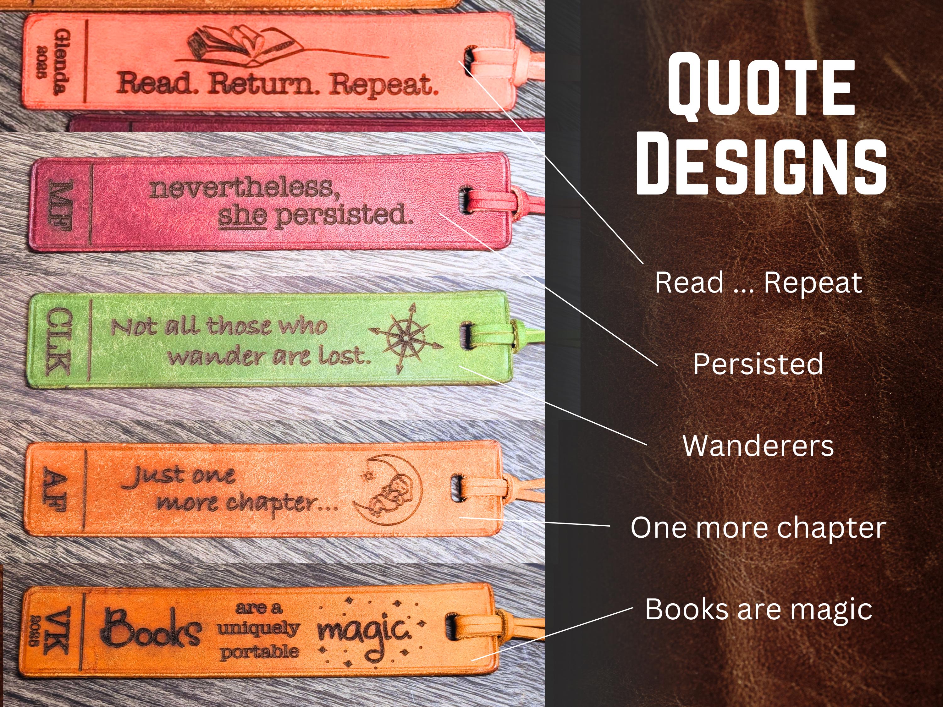 Engraved Leather Bookmark with Inspirational Quote Gift for Book Lovers Personalized Leather Bookmark Gift for Readers Handmade in USA - Thumbnail 3