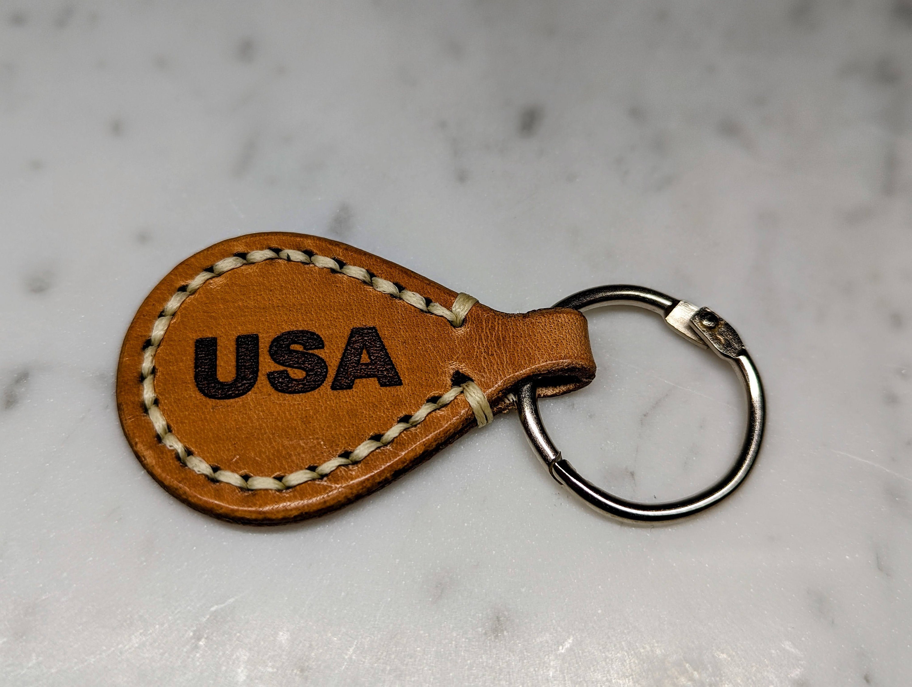 Personalized Leather Keychain: USA Handcrafted, Custom Engraved - Thumbnail 6