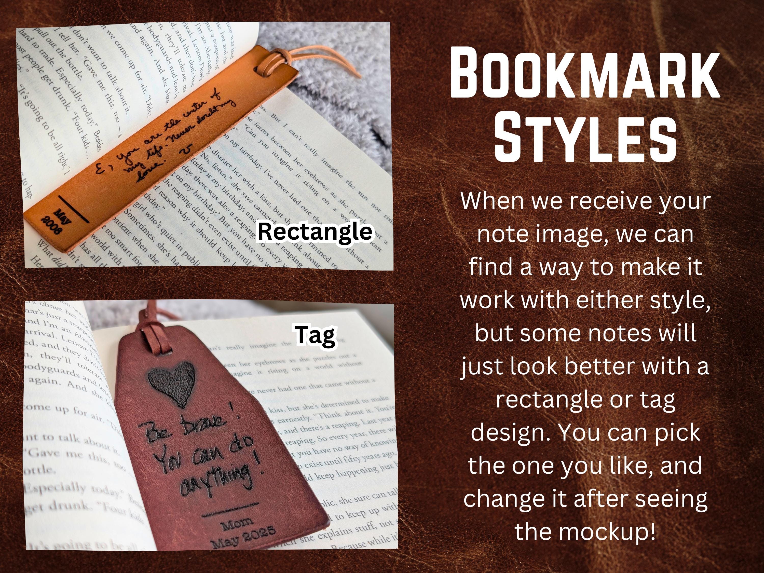 Personalized Handwriting Leather Bookmark: Engraved Keepsake Gift - Thumbnail 4