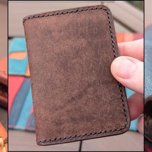 Cartera plegable de piel italiana Marino, tarjetero minimalista de 4 bolsillos Badalassi Carlo Pueblo, ranura para el pulgar y solapa para billetes, regalo de dos colores