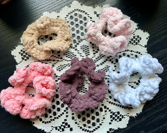 Scrunchie set big scrunchie crochet, bachelorette scrunchie velvet, 3-pack multi color