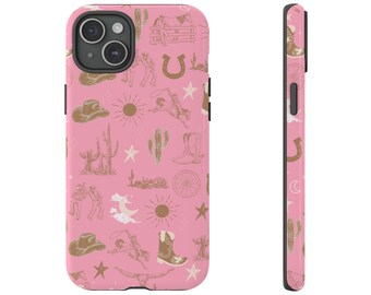 Cowgirl Cowboy Pink Case Wild West For iPhone 15, 14, Pro Max, Samsung Galaxy S23, S22 Ultra, Pixel, Protective phone case