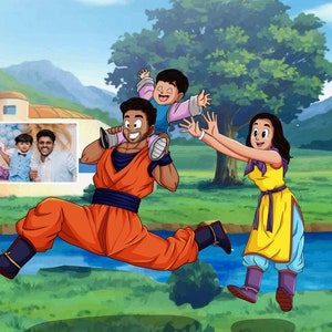カスタム DBZ ポートレート、パーソナライズされた家族ポートレート、カスタムアニメポートレート、カスタムアニメポスター、記念日のギフト、バレンタインギフトのアイデア