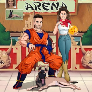 パーソナライズされた DBZ ポートレート、カスタム カップル ポートレート、カスタム アニメ ポートレート、カスタム アニメ 似顔絵、記念日のギフト、アニメの描画