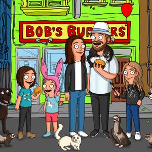 Bob&#39;s Burger Custom Cartoon Portrait, Couple and Family , Fun Family Portrait Illustration, Anniversary Gift, Birthday Gift, Valentines Gift