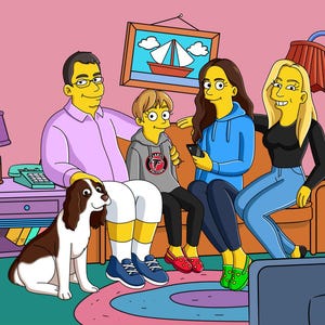 Personalized Simpsons Portrait, Family Cartoon illustration, Custom Simpsons drawing, Anniversary Gift, Valentines Day Gift, Turn me Yellow