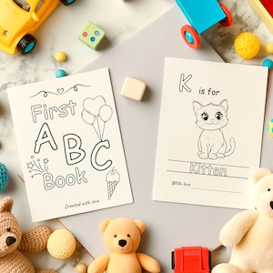52 PAGES ABC Baby Shower Coloring Book, Baby&#39;s First ABC Book, Baby Shower Alphabet Book, A-Z Game Template for Kids, Printable