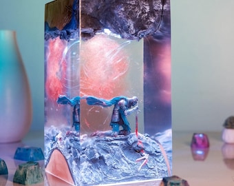 Handmade Hero Knight Resin Lamp: Elden Ring Game Room Night Light