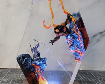 Grey Wizard Resin Lamp, Monster and Ring Handmade Decor Epoxy Resin Lamp, Unique Handmade  Gift for Room Decor, Resin Night light gift