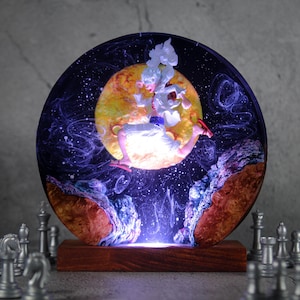 Diorama Anime Epoxy resin lamp, Epoxy Night Light, resin desk lamp, Kids gift, game room decor, Game gift for him, gaming lamp