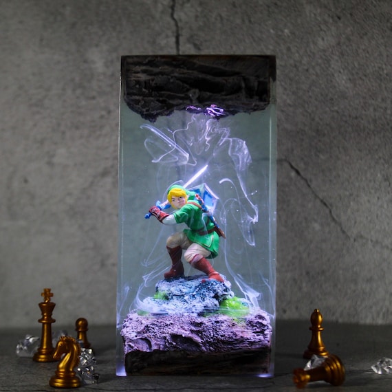 Link zelda Resin Lamp, handmade night light, epoxy lamp gift, Resin Lamp gift, Game gift for him, Birthday gift for him