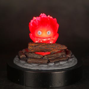 Diorama Anime Epoxy resin lamp, Calcifer Night Light, Kids gift, Desk lamp decor, Game room decor gift for him, howl&#39;s moving castle