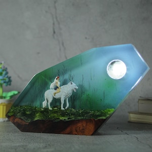 Diorama anime Epoxy resin lamp, Epoxy Night Light Gift, resin epoxy lamp, Kids gift, Game gift for him, Birthday gift for him, Mononoko hime