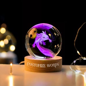 Axolotl Crystal Lamp, Crystal Night Light, Kids gift, Housewarming gift, Game gift for him, Birthday gift for him