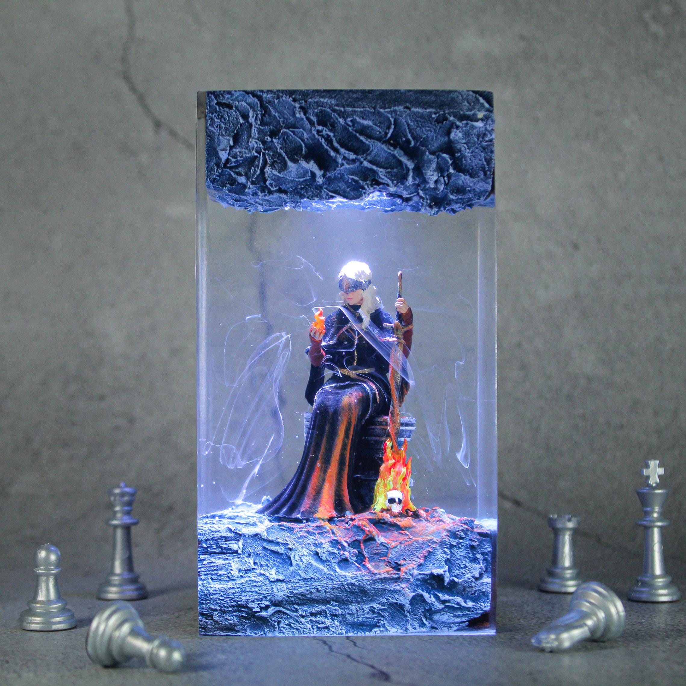 Fire Keeper Resin Lamp, handmade Elden ring night light, Elden Ring Resin Lamp gift, Game room decor gift
