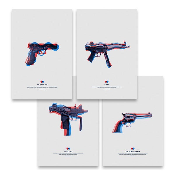 Firearm Prints, Gun Prints, Gun Enthusiast Gift for Him Pistol Weapon War Minimalist Modern Artwork Office Man Cave Decoration Poster