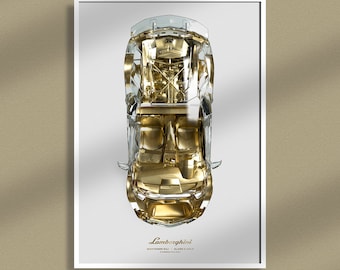 Lamborghini Aventador Poster, Lamborghini Modern Art, Luxury Supercar Wall Art, Automotive Decor, Fine Art Print, Car Lovers Gift, Lambo SVJ