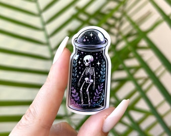 Whimsical Sticker Of Skeleton Witchy Sticker Magical Potion Mystical Aesthetic Sticker For Witchy Friend Waterproof Sticker For Water Bottle