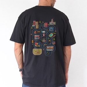 Play Cars on Dad&#39;s Back T-Shirt, Funny Dad Race Track Tee, Father&#39;s Day Gift for Him, Play Mat Road Shirt, Cute Tired Dads Club Shirt