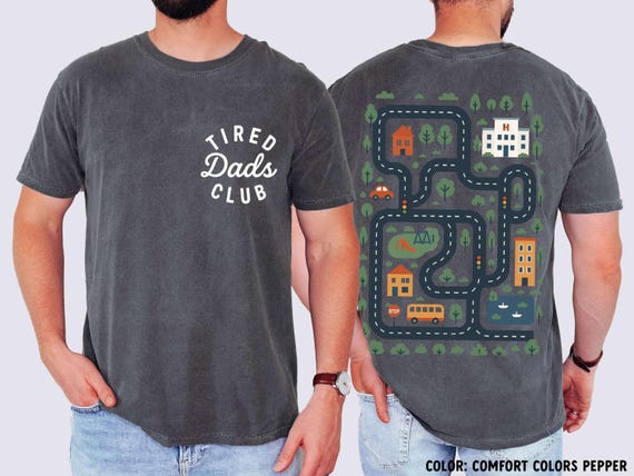 Tired Dads Club TShirt, Cute Tired Dads Club Shirt, Play Cars On Dads Back, Mat Road Car Race Track Shirt, Father's Day Gift