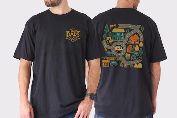 Tired Dad 2-Sided Shirt Funny Gift, Fathers Day Tired Dads Club Tee, Mat Road Car Race Track T-Shirt, Gift for Dad, Silly Tee