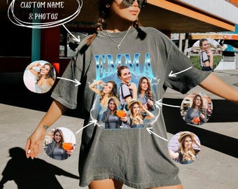Maglietta personalizzata con faccia rap bootleg, maglietta con grafica vintage anni &#39;90, maglietta personalizzata con foto di animali domestici, maglietta personalizzata Comfort Colors, progetta la tua idea bootleg
