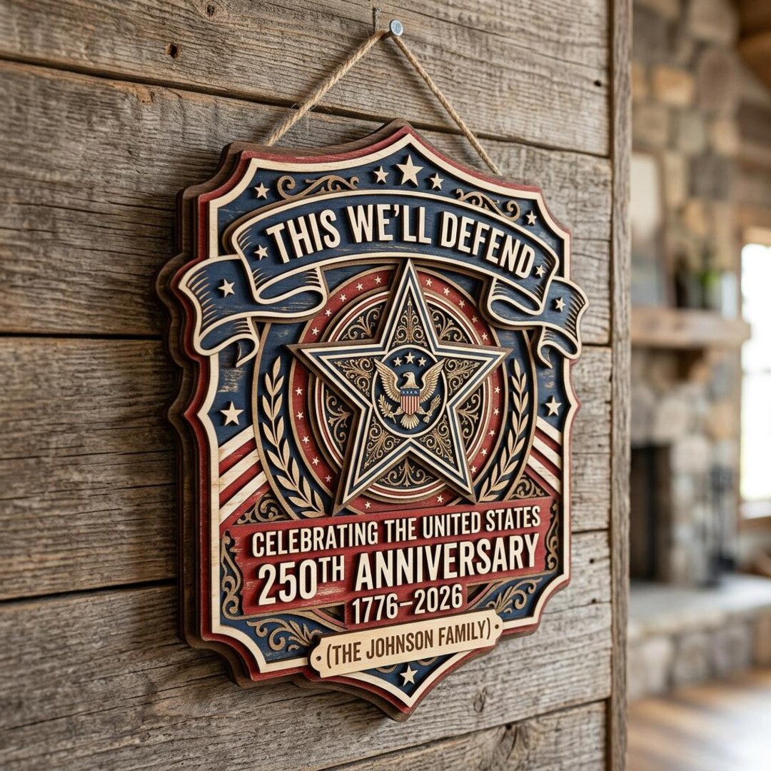 Corona de madera personalizada 1776-2026, letrero patriótico 3D para ...