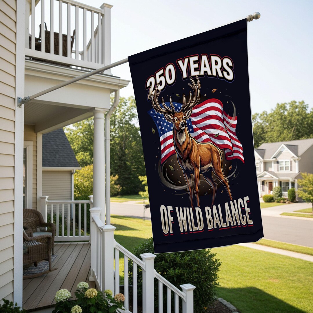 250 Years of Wild Balance Garden Flag, Deer Nature Symbol Yard Decor ...