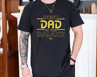 Bester Vater im Galaxie T-Shirt, Star Dad Shirt, lustiges Vatertags-T-Shirt, Geburtstagsgeschenk für Papa, Star Fan Geschenk, Papa Jedi Shirt