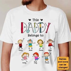 Personalized Dad Shirt, Papa Shirt With Kids, Custom Grandpa Tee Shirt Kids Grab Papa Hands, custom Kid names Gift for Daddy Papa