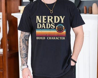 Camiseta "Papás nerd: Construye tu personaje", divertida para el Día del Padre, geek, regalo para papá gamer de rol, creador de personajes