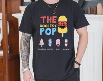 Coolest Pops Shirt with Grandkids Names, Personalized Pops T-Shirt, Fathers Day Gift, Custom Grandparent Shirt, Gift for Pops