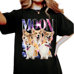 Custom Your Dog Shirt, Personalized Pet Bootleg Shirt, Custom Dog or Cat Photo Collage, Retro Hip-Hop Style Unisex Graphic T-Shirt