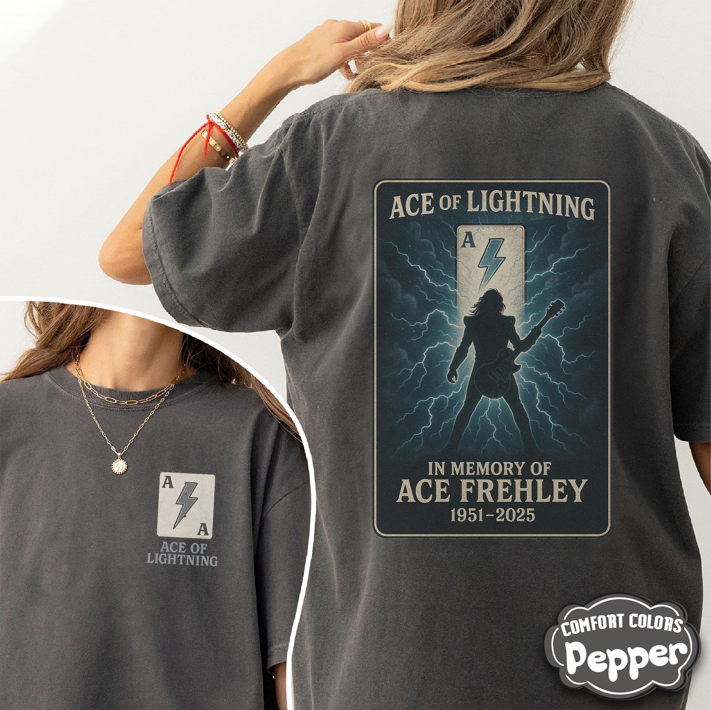 T-Shirt Unisexe Ace Frehley 1951-2025 - Coton Noir, Toutes Tailles, Personnalisable - Neuf