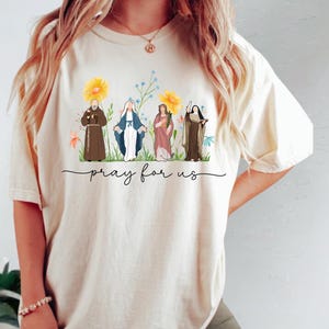 Catholic Saints Shirt for women Catholic Saints Gift Catholic Tshirt Floral Women Religious Shirts Catholic Shirts All saints Day