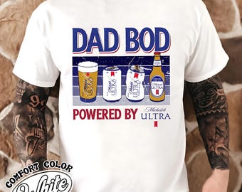 Dad Bod Powered By Shirt, Funny Fathers Day Gift, Comfort Colors Dad Tee, Birthday Gift for Husband