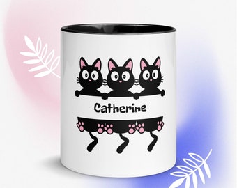 Taza de café de gato negro, taza de gato, taza de café amante de los gatos, regalo para los amantes de los gatos, regalo de gato, taza de café de gato, taza de gato lindo, taza de café para el dueño del gato
