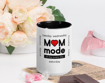 Modo mamá todo el día todos los días, taza de café divertida para mamá, regalo del día de las madres, regalo único para mamá, regalo para esposa, mamás por primera vez, taza de vida de mamá