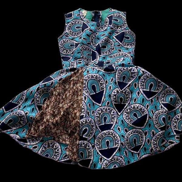 Jewel Neckline Dress with Accent Fabric