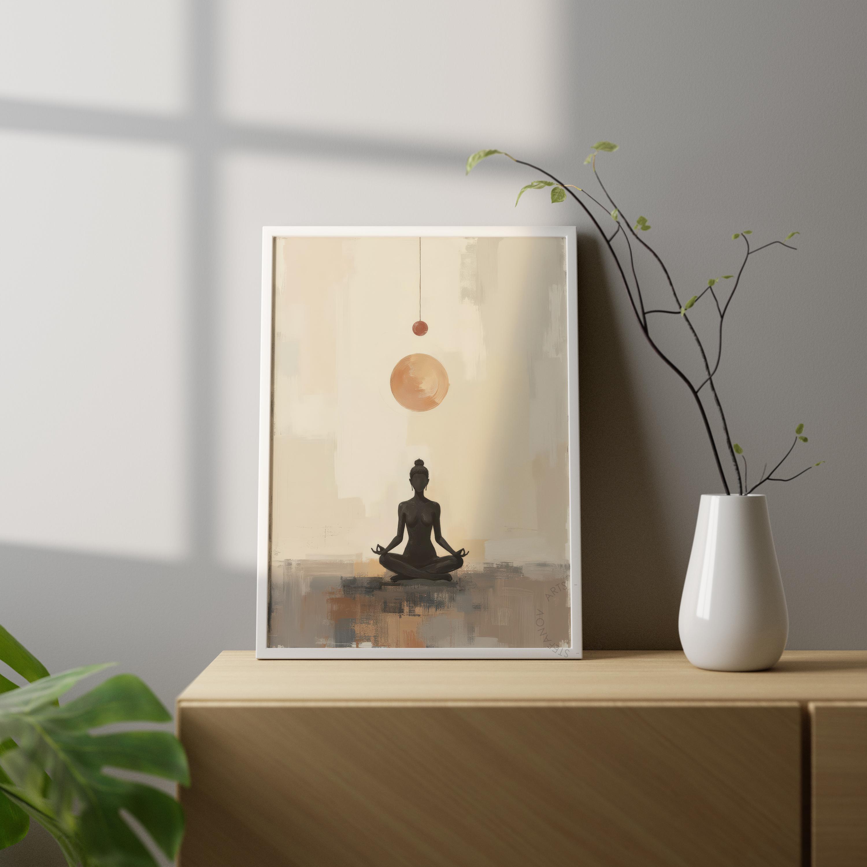 Printable Zen Wall Art, Woman Meditation Lotus Pose, Minimalist ...
