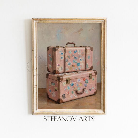 Vintage Suitcase Printable Wall Art, Nursery Wall Art, Coquette