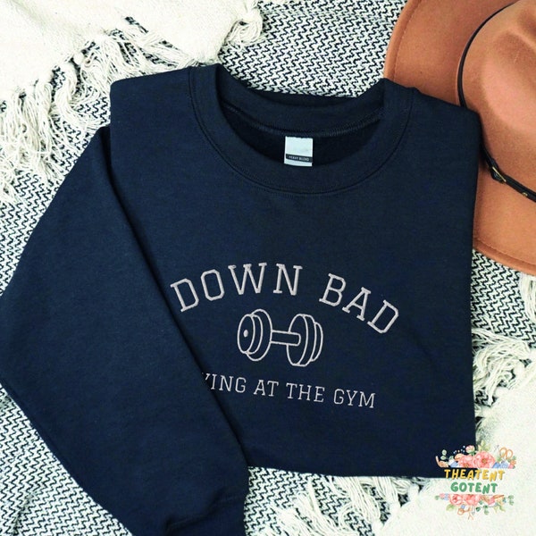 Embroidered Crying at the Gym Crewneck Sweatshirt, Down Bad Crying at the Gym Crewneck Embroidered Shirt, Tortured Poets,Funny Gym,TTPD Gift