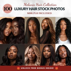 Luxury Hair Stock Photos African American Model With MRR PLR Melanin Wig Model Stock Photos Hair Extensions Beauty Stock Photos AI Models