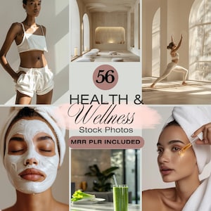 Wellness Stock Photos with PLR MRR Self Care and Holistic Lifestyle Photos for Content Creators, Plr Holistic Marketing Stock Images