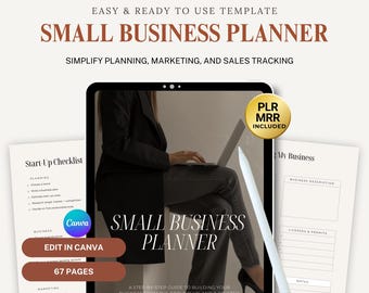 MRR Business Planner PLR Digitales Produkt, PLR Small Business Planner Vorlagen Wiederverkaufsrechte auf Etsy Mrr Digital Marketing Planner