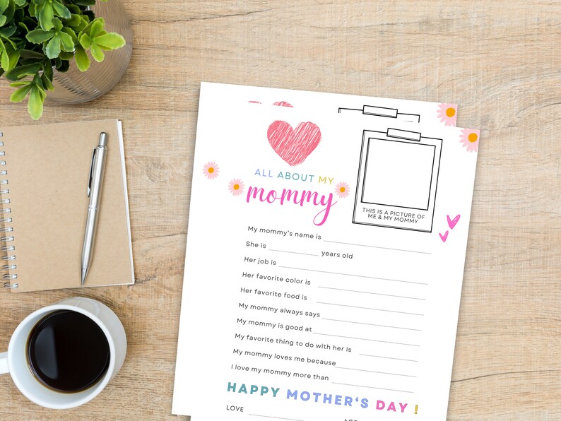 All About My Mommy Printable Fill in the Blanks, Happy Mothers Day ...
