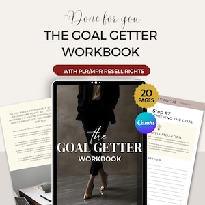 PLR Ebook With MRR Goal Getter Workbook PLR Digital Marketing Ebook Cover Templates Done For You Passive Income Monthly Planner