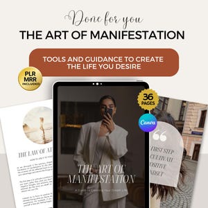 Manifestation Ebook MRR Law of Attraction Guide Canva PLR Digital Product, PLR Ebook Templates With Resell Rights on Etsy